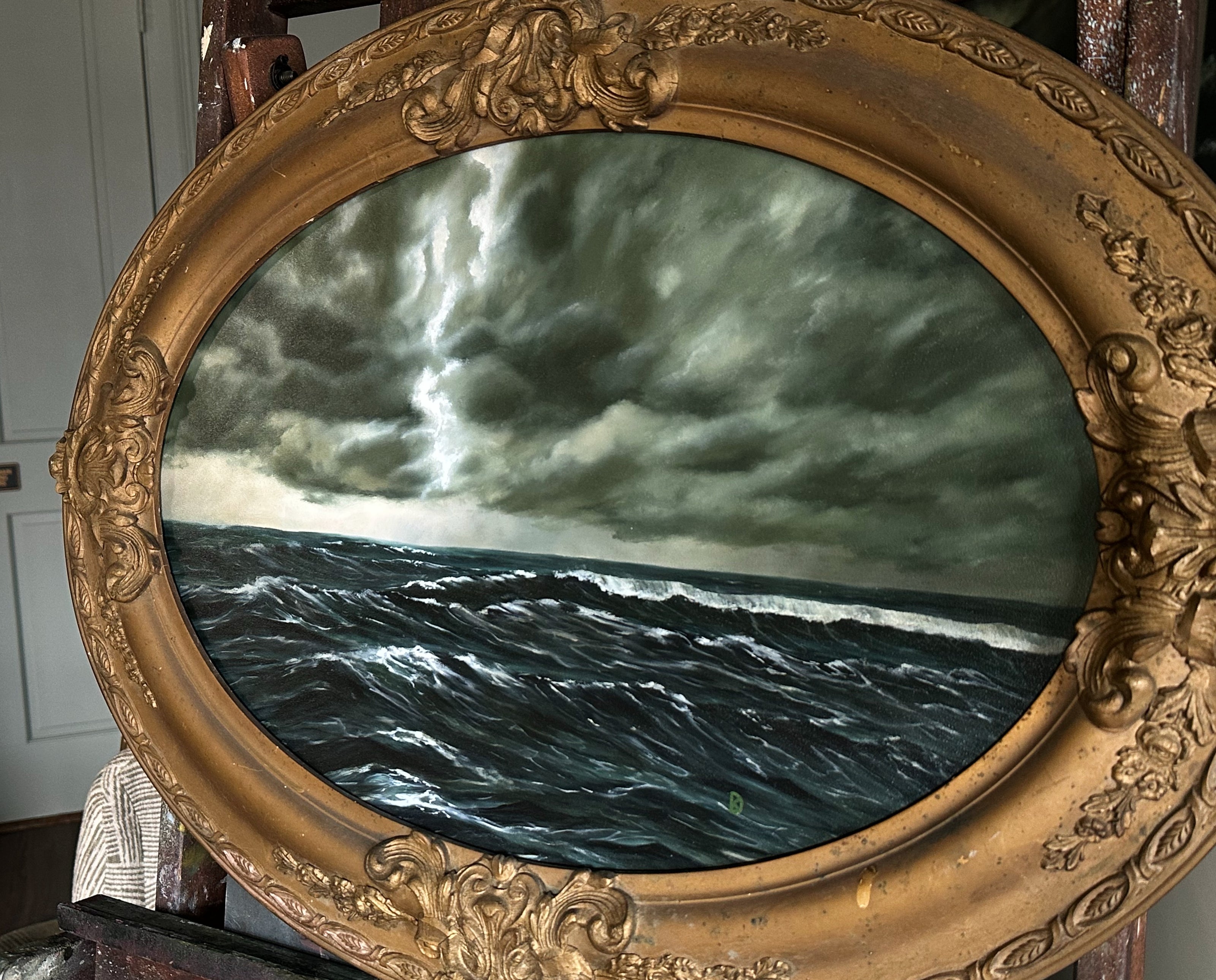“Breaks Open” Oil Painting in Antique Frame - 24.75