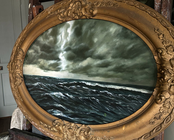 “Breaks Open” Oil Painting in Antique Frame - 24.75