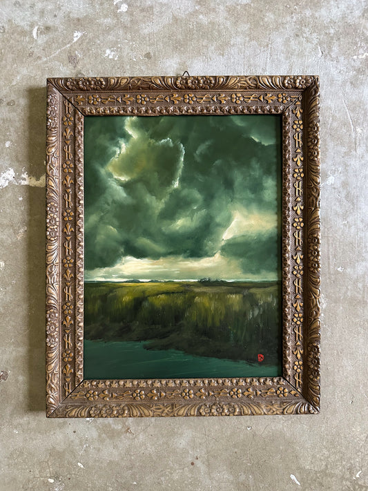 "Continues to Find You" Oil Painting in Antique Italian Frame - 14.25" x 11.5"