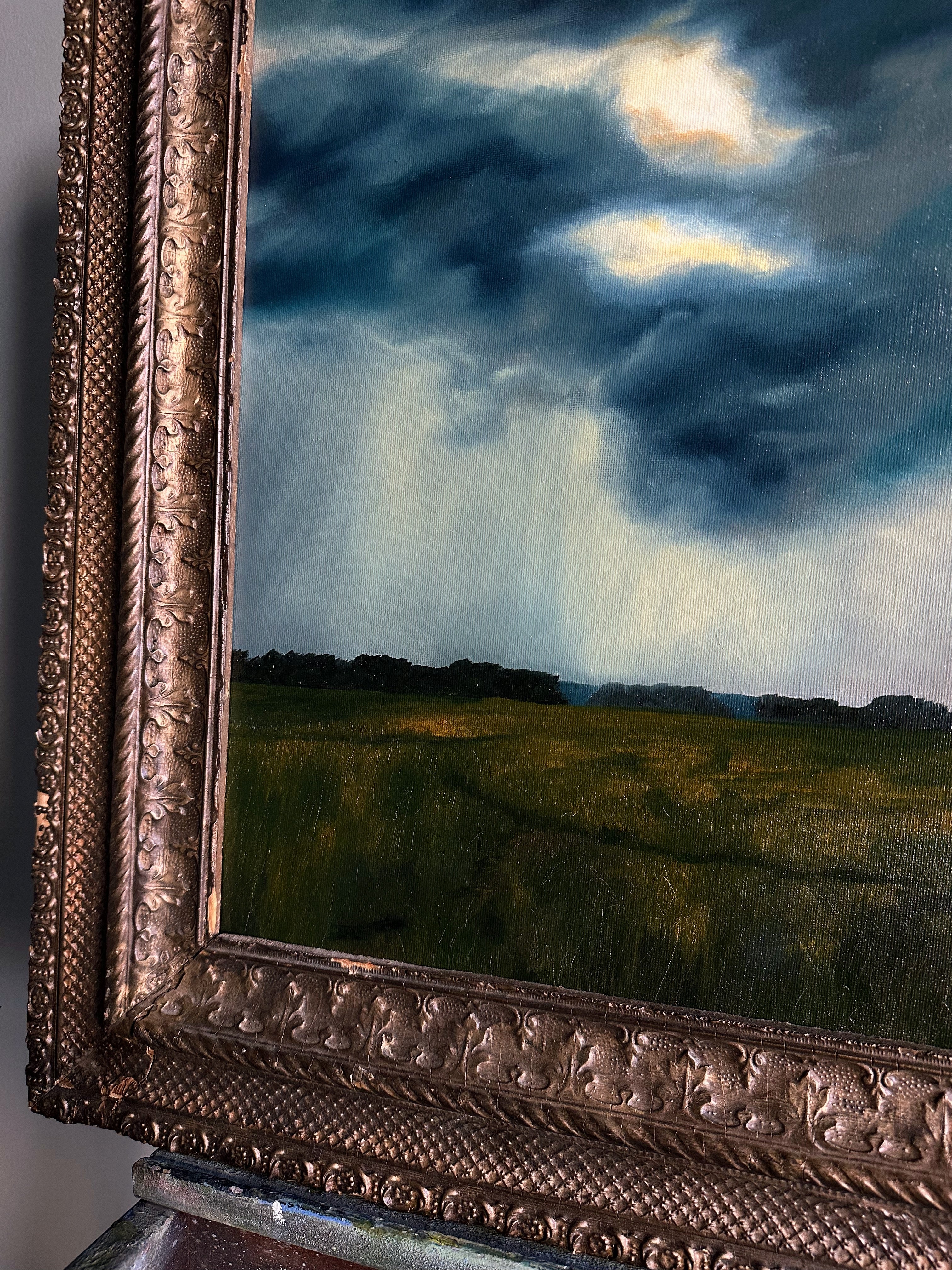 “Pause” Antique Framed Oil Painting - 26.75” x 22.75”