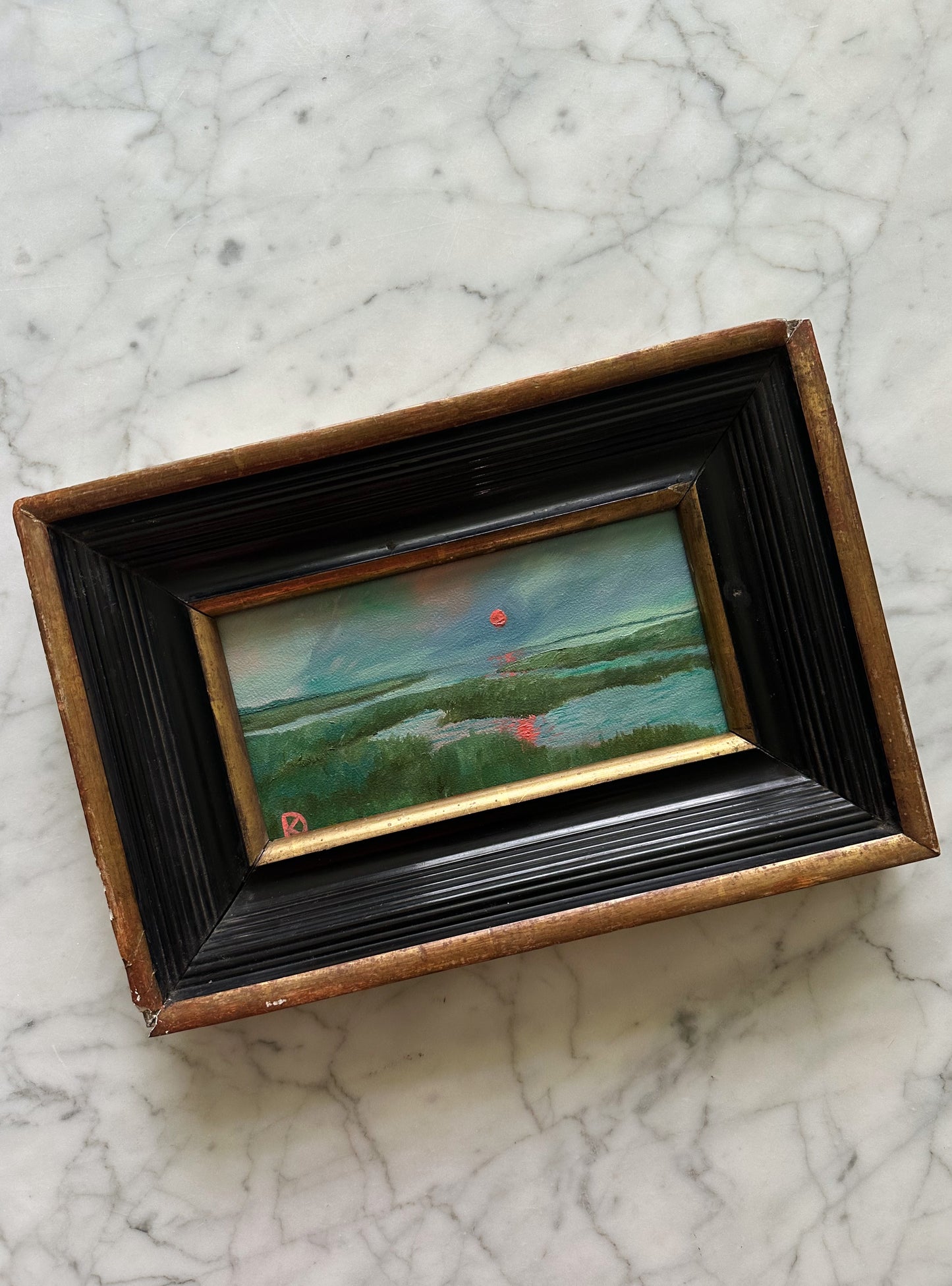 “Enchanting IV” Oil Painting in Antique French Frame - 11" x 7.5"