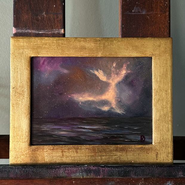 “Whisper to Her III” Oil Painting in Venetian Frame - 7.75” x 9.75”
