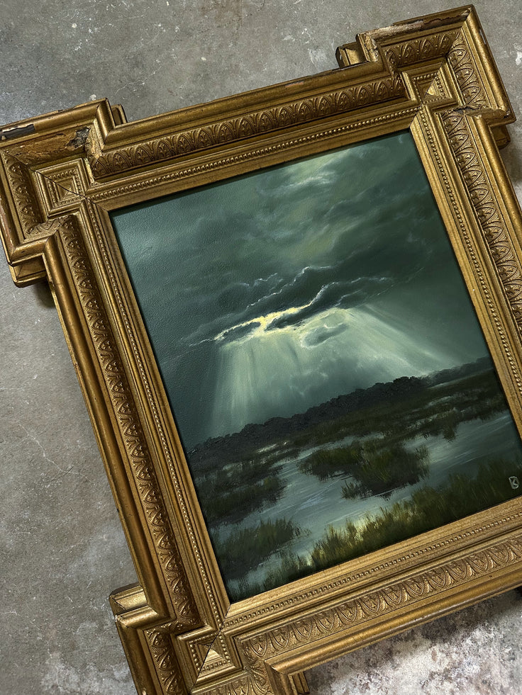 “Mutual Ground” Oil Painting in Antique Frame - 17.25