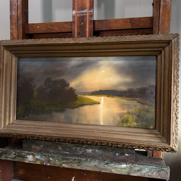 “Every Living Thing” Antique Framed Oil Painting - 27.75" x 16"