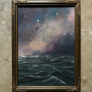 "I Circle You III" Oil in Antique Frame - 15.5" x 11.75"