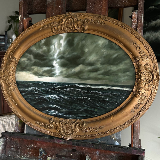 “Breaks Open” Oil Painting in Antique Frame - 24.75" x 18.75"
