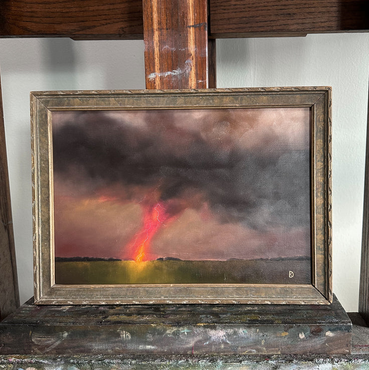 “Rise and Dance VII” Antique Framed Oil Painting - 15.75
