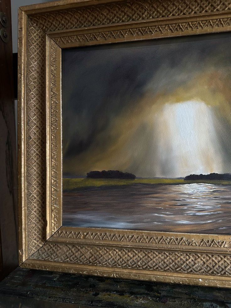“Ease One Life” Oil Painting in Antique NY Frame - 16.5