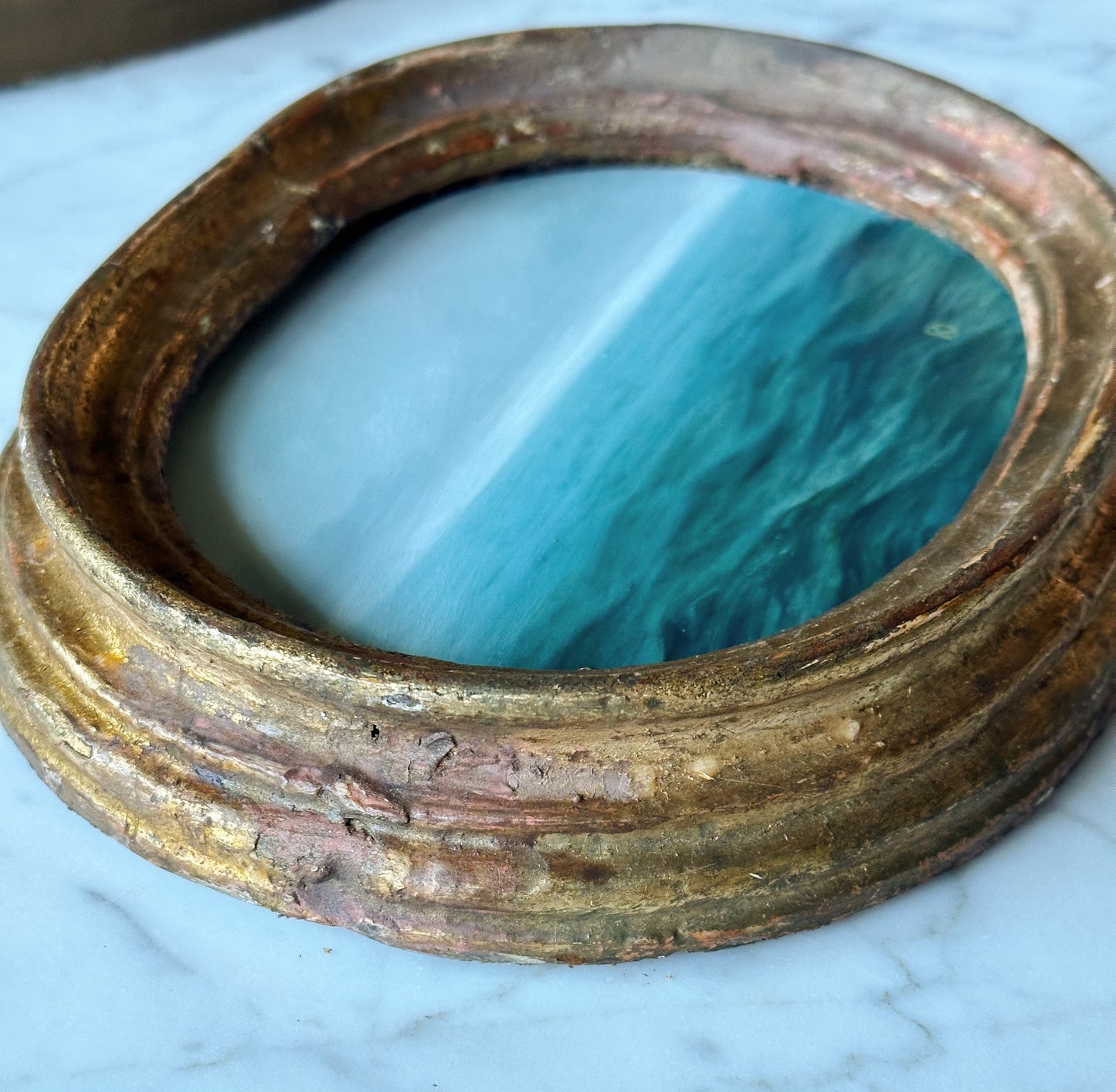 "Weathered Past" Oil Painting in Antique 1780s Italian Frame - 8.75" x 7"