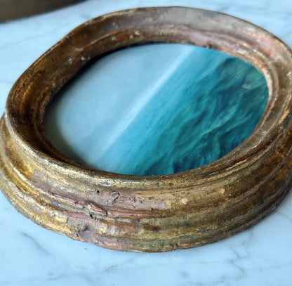 "Weathered Past" Oil Painting in Antique 1780s Italian Frame - 8.75" x 7"