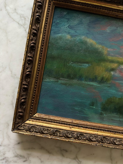 “Enchanting I” Oil Painting in Antique French Frame - 13" x 10.5"