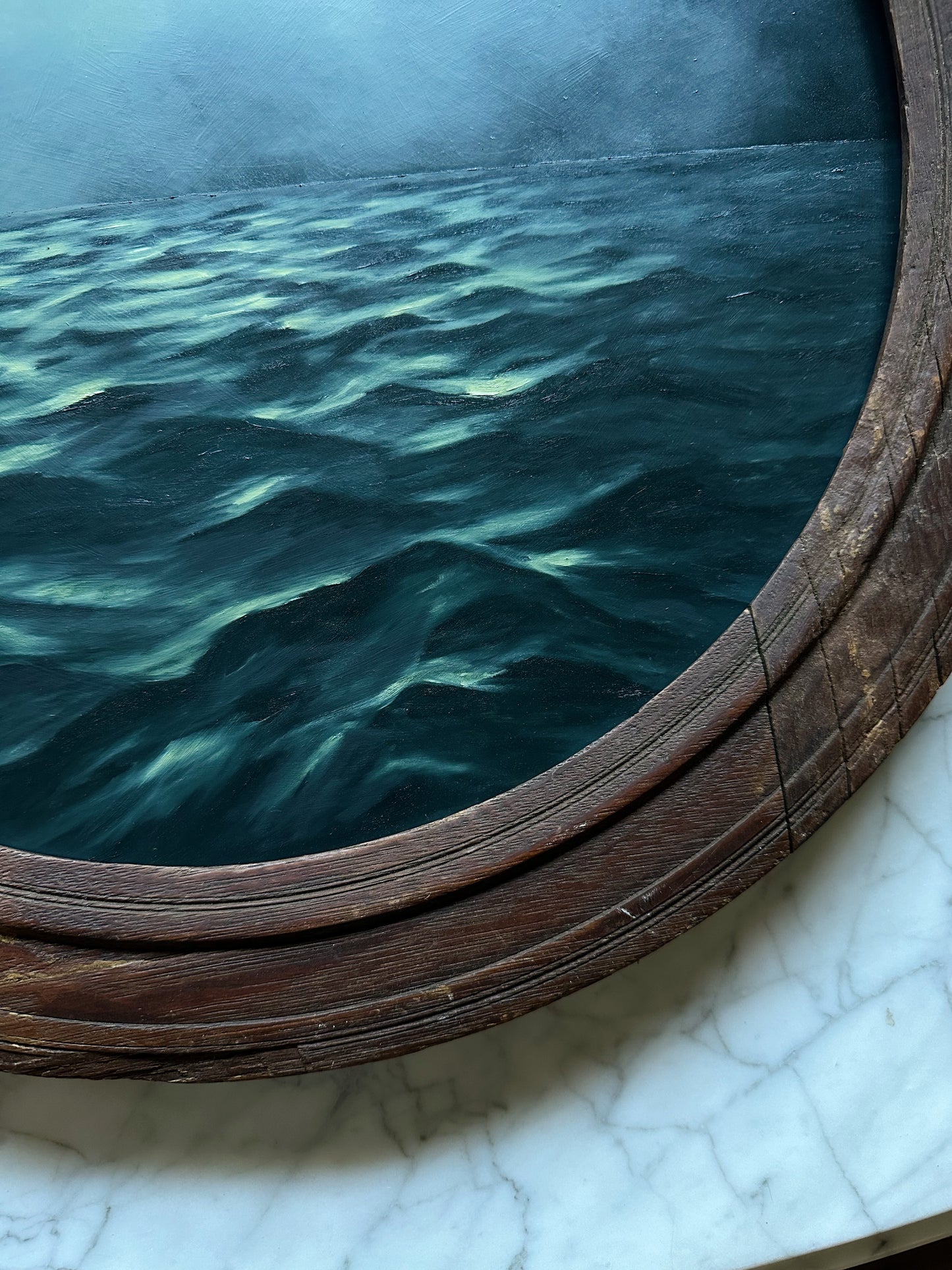 "My Compass" Oil Painting in Antique Frame - 19.75"