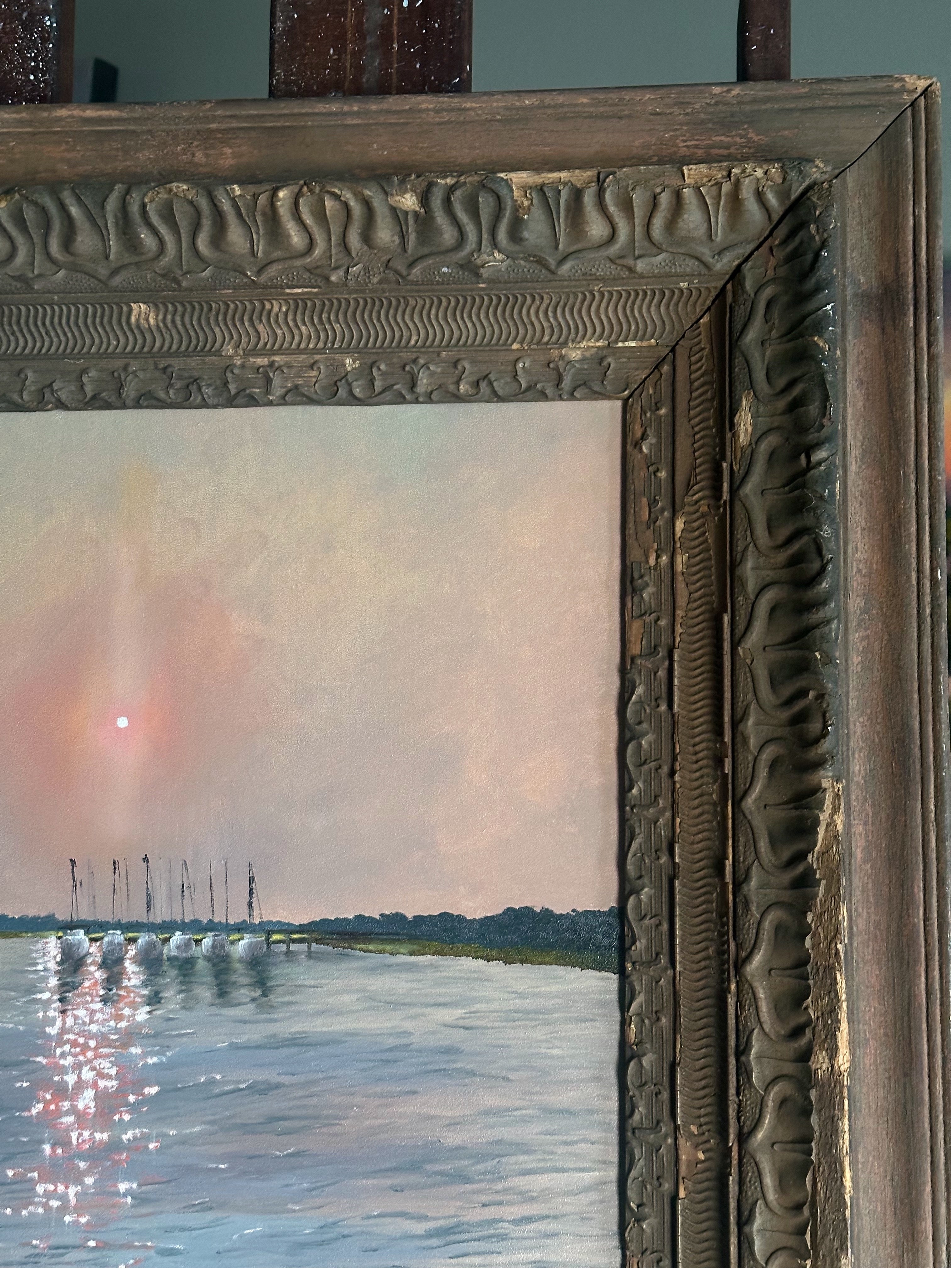 “Difference of Perspective” Oil Painting in Antique Frame - 28.5