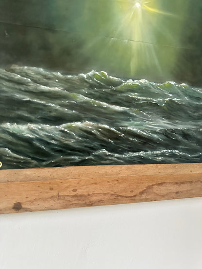 "Hell-Bent on Healing" Oil Painting on Antique Salvage - 24" x 24"