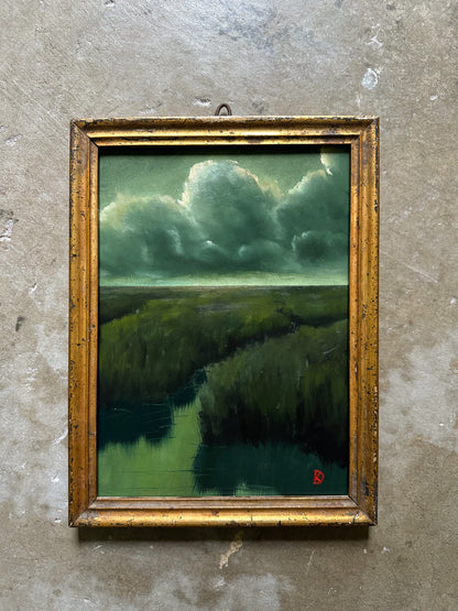 "Every Inhale" Oil Painting in Antique Italian Frame - 11" x 8.5"