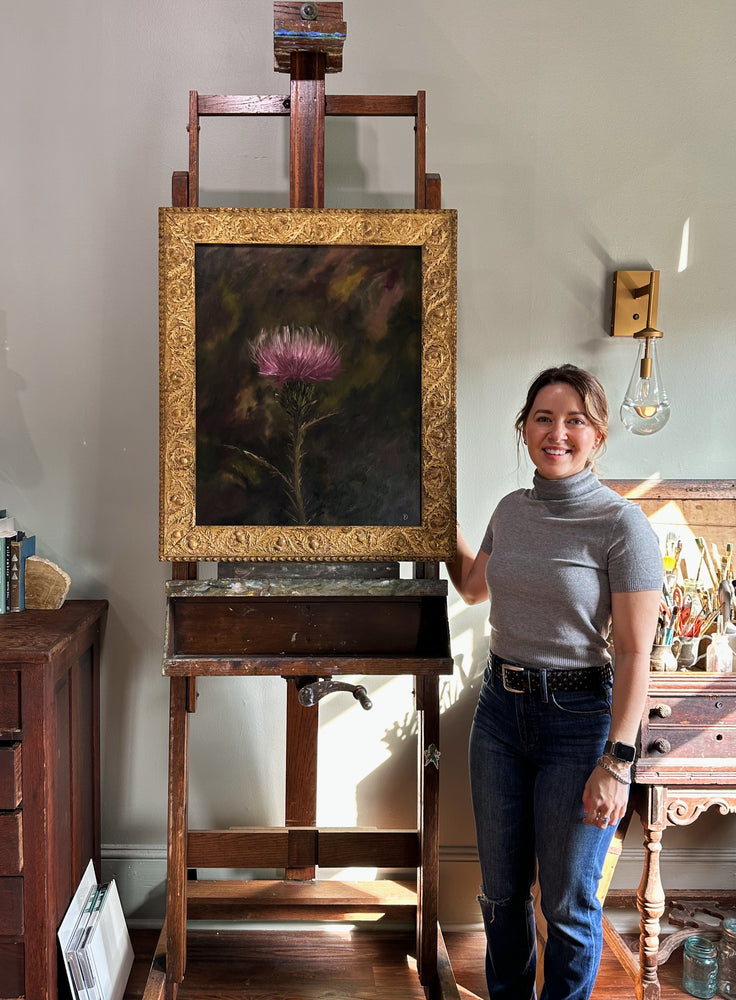 “Defied the Storm I” Oil Painting in Antique Scottish Frame - 33.5