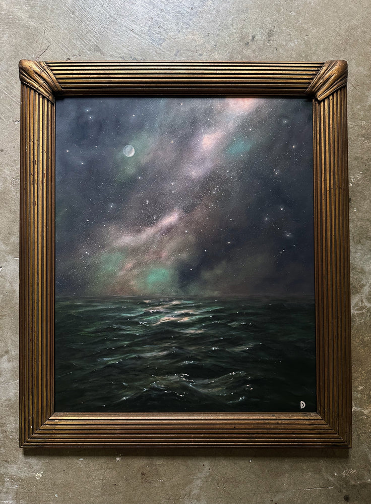 "I Circle You I" Oil in Antique Frame - 22.75" x 19.25"