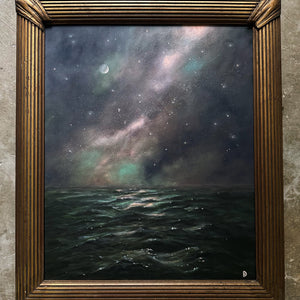 "I Circle You I" Oil in Antique Frame - 22.75" x 19.25"