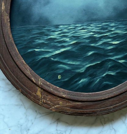 "My Compass" Oil Painting in Antique Frame - 19.75"