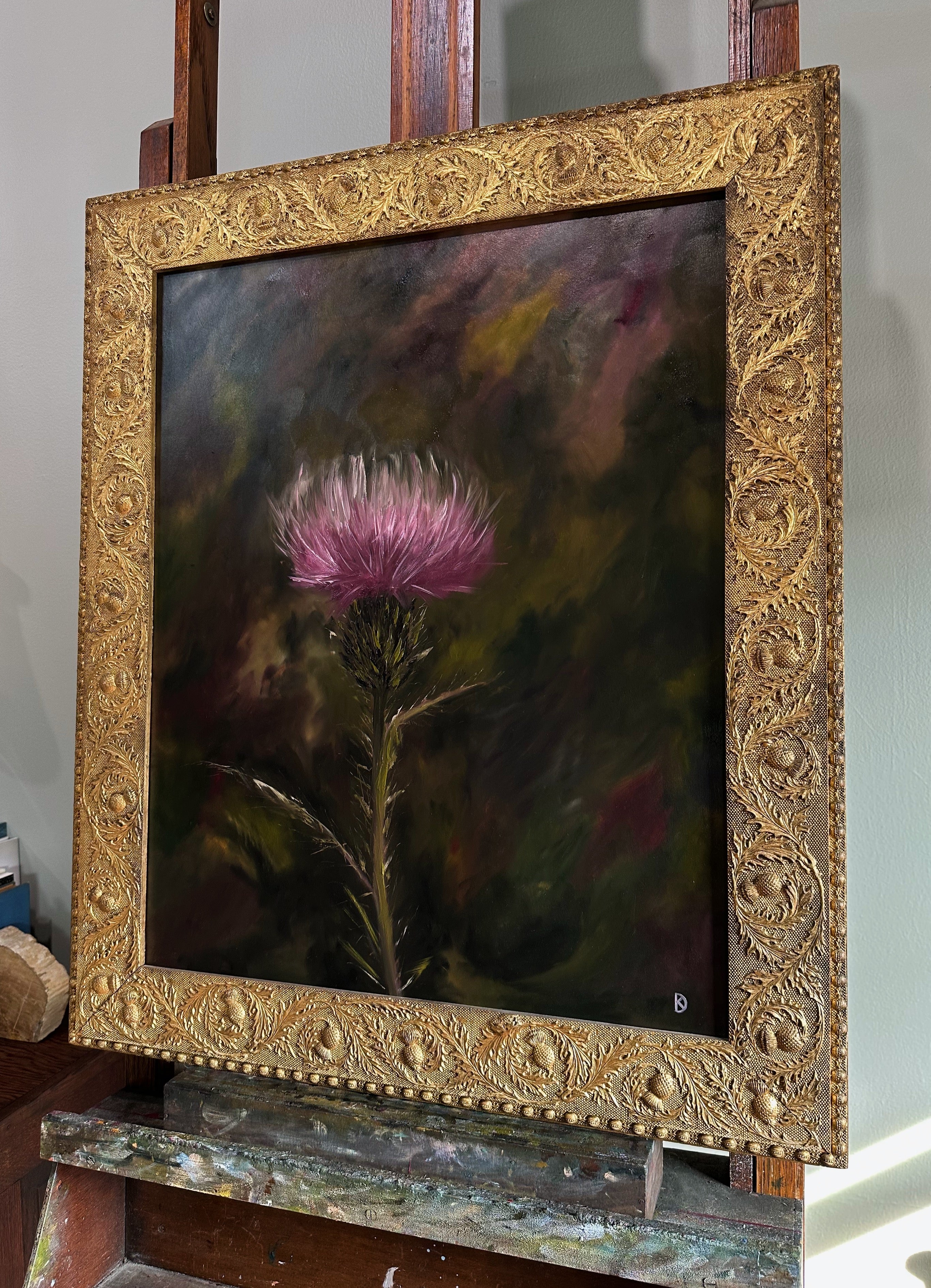 “Defied the Storm I” Oil Painting in Antique Scottish Frame - 33.5