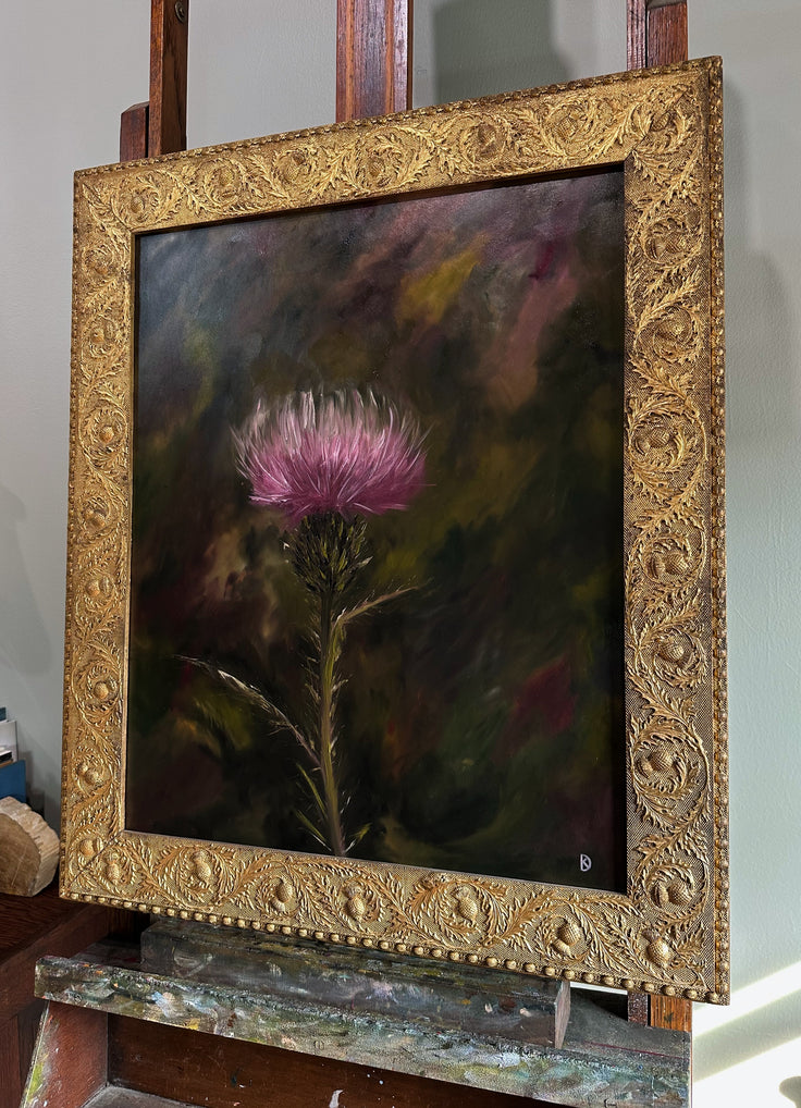“Defied the Storm I” Oil Painting in Antique Scottish Frame - 33.5