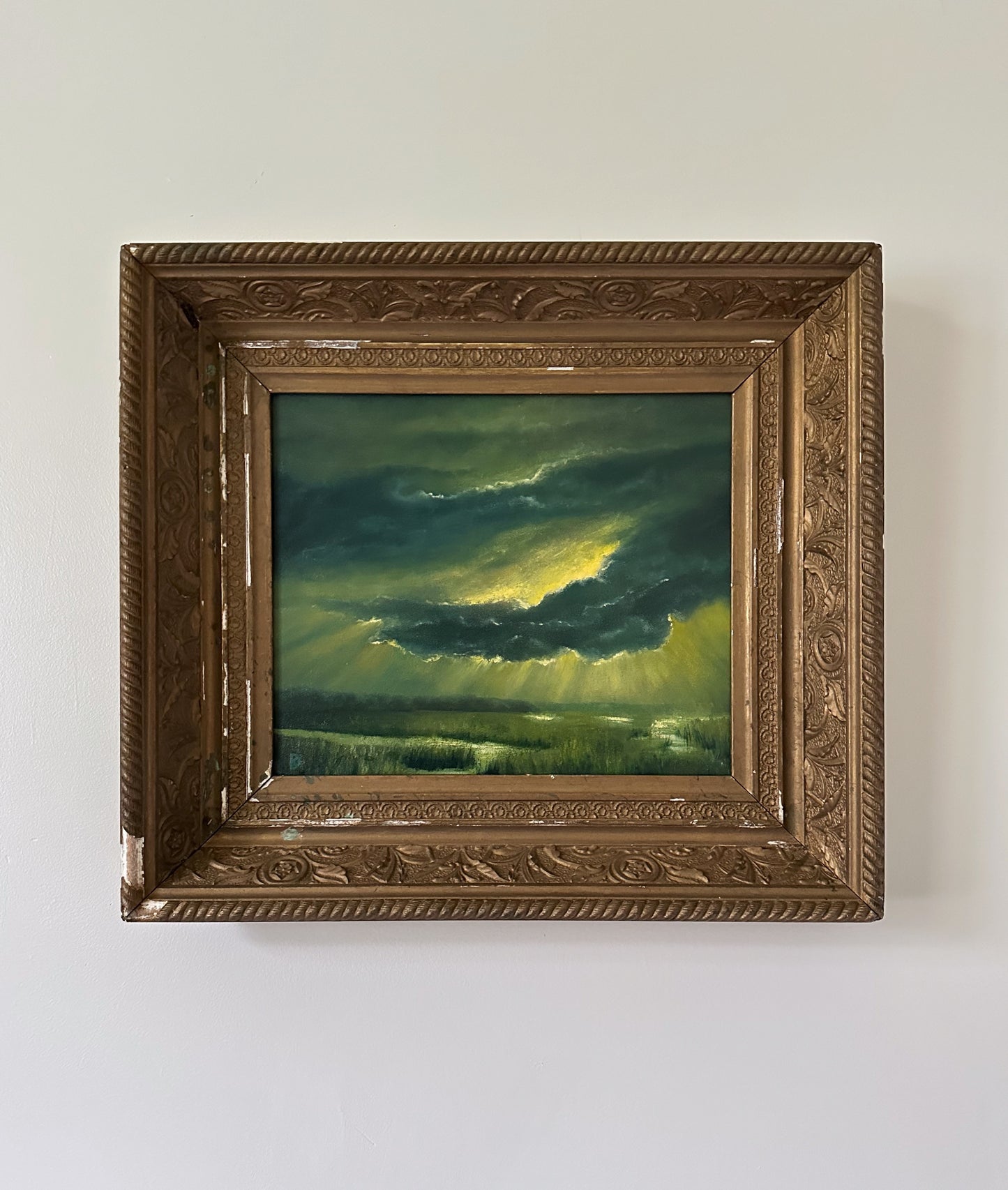 "Mosaic of New Beginnings" Oil Painting in Antique Frame - 17.5" x 15.75"