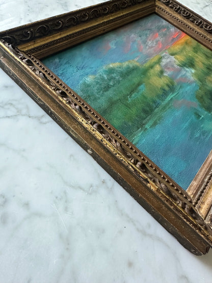 “Enchanting I” Oil Painting in Antique French Frame - 13" x 10.5"