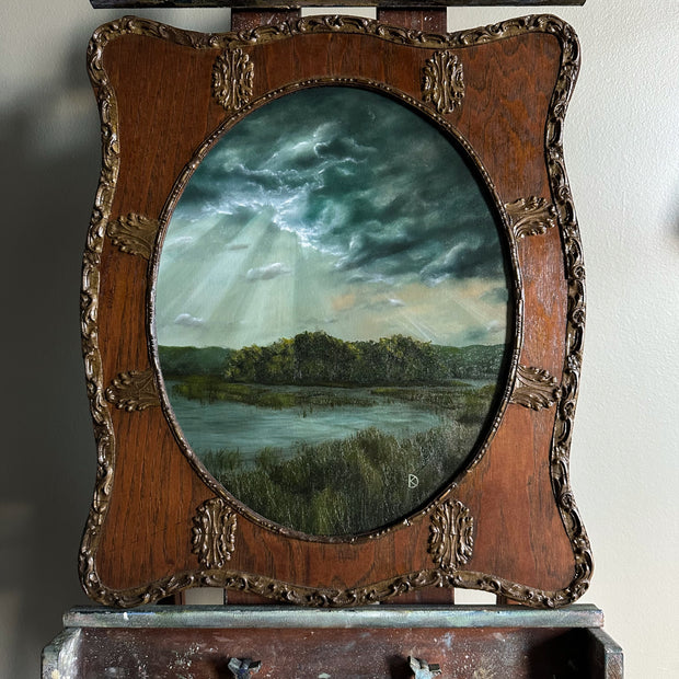 “Hands Meet” Antique Framed Oil Painting - 25.5” x 21.75”