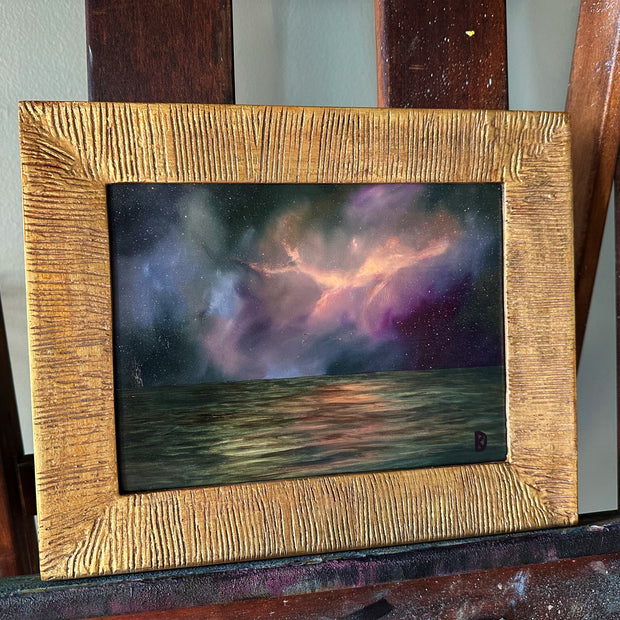“Whisper to Her IV” Oil Painting in Venetian Frame - 12” x 9.75”