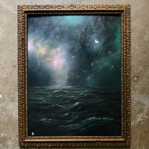 "I Circle You IV" Oil in Antique Frame - 22" x 17.5"