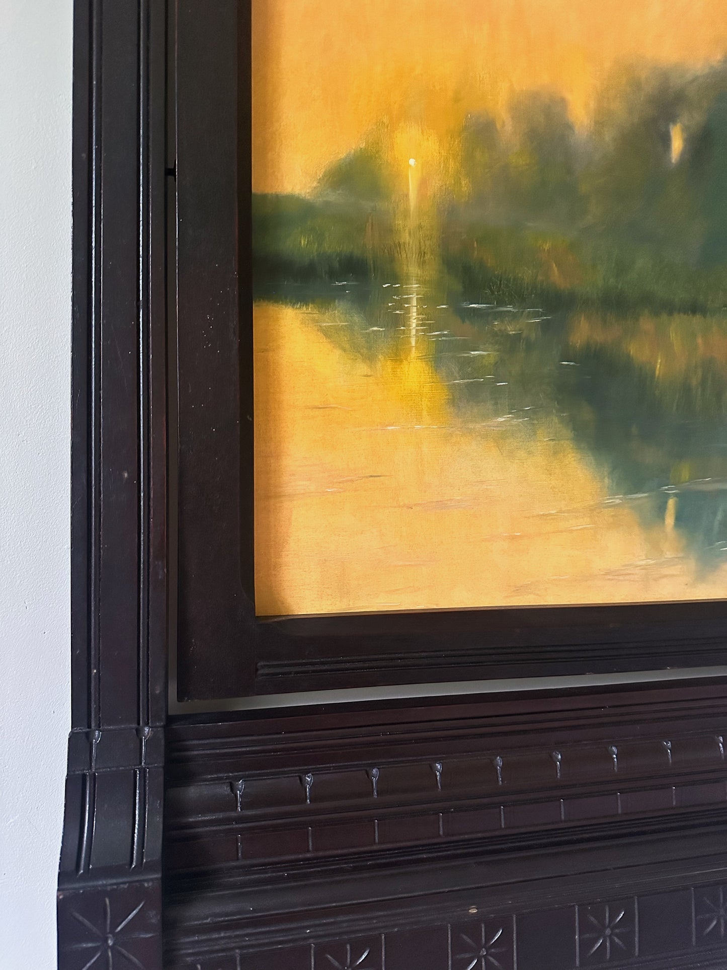 "Retelling" Oil Painting in Antique Eastlake Salvage - 37.75" x 29.75"