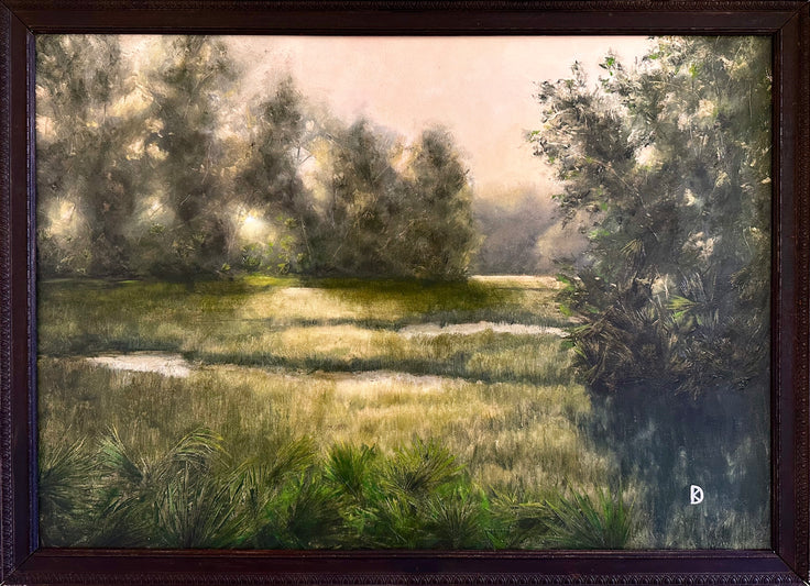 "Feel Above Me" Oil in Antique Frame - 23.75" x 17"