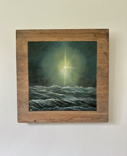 "Hell-Bent on Healing" Oil Painting on Antique Salvage - 24" x 24"