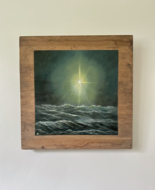 "Hell-Bent on Healing" Oil Painting on Antique Salvage - 24" x 24"