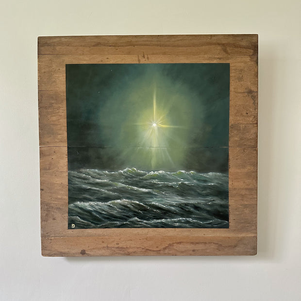"Hell-Bent on Healing" Oil Painting on Antique Salvage - 24" x 24"