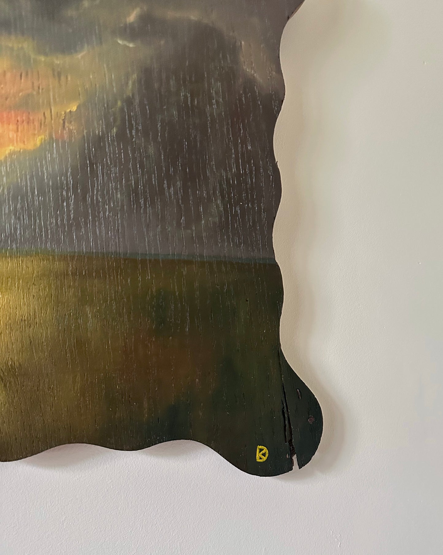 "Worth Reshaping" Oil Painting on Antique Salvage - 15.5" x 15"