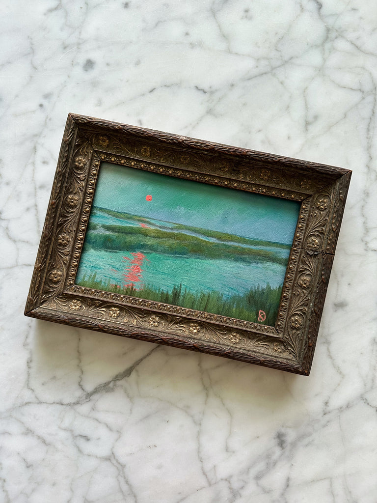 “Enchanting III” Oil Painting in Antique French Frame - 8.5" x 6"