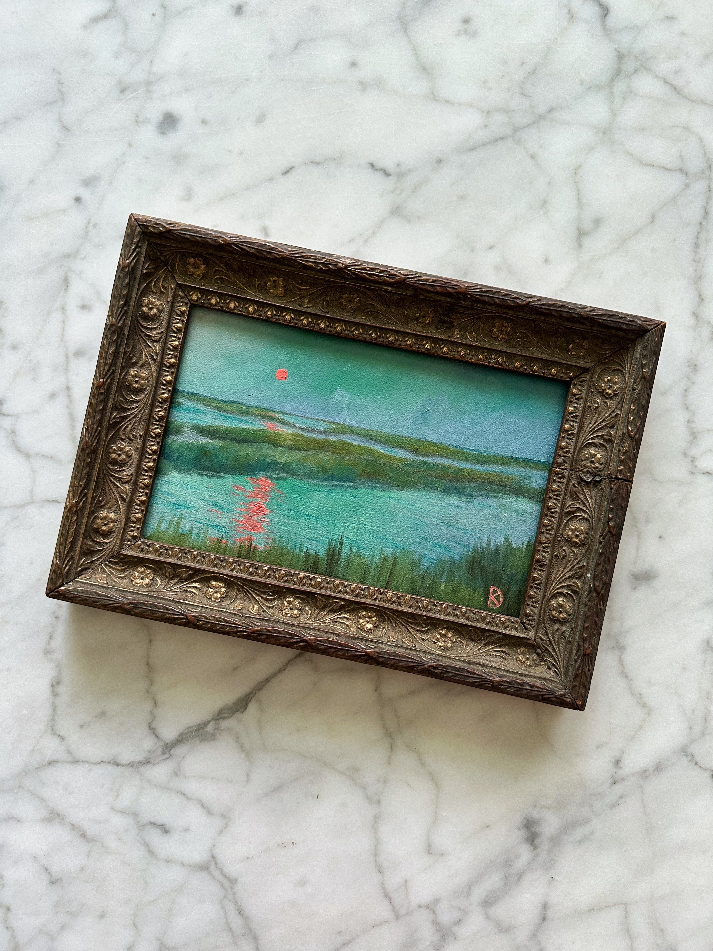“Enchanting III” Oil Painting in Antique French Frame - 8.5