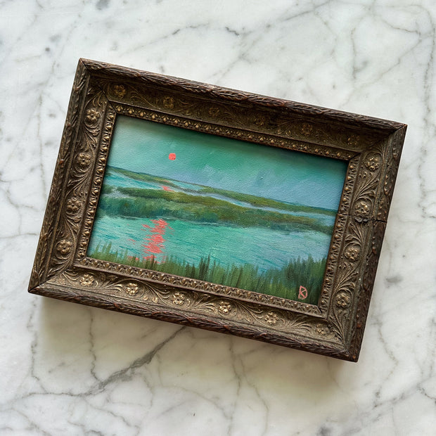 “Enchanting III” Oil Painting in Antique French Frame - 8.5" x 6"