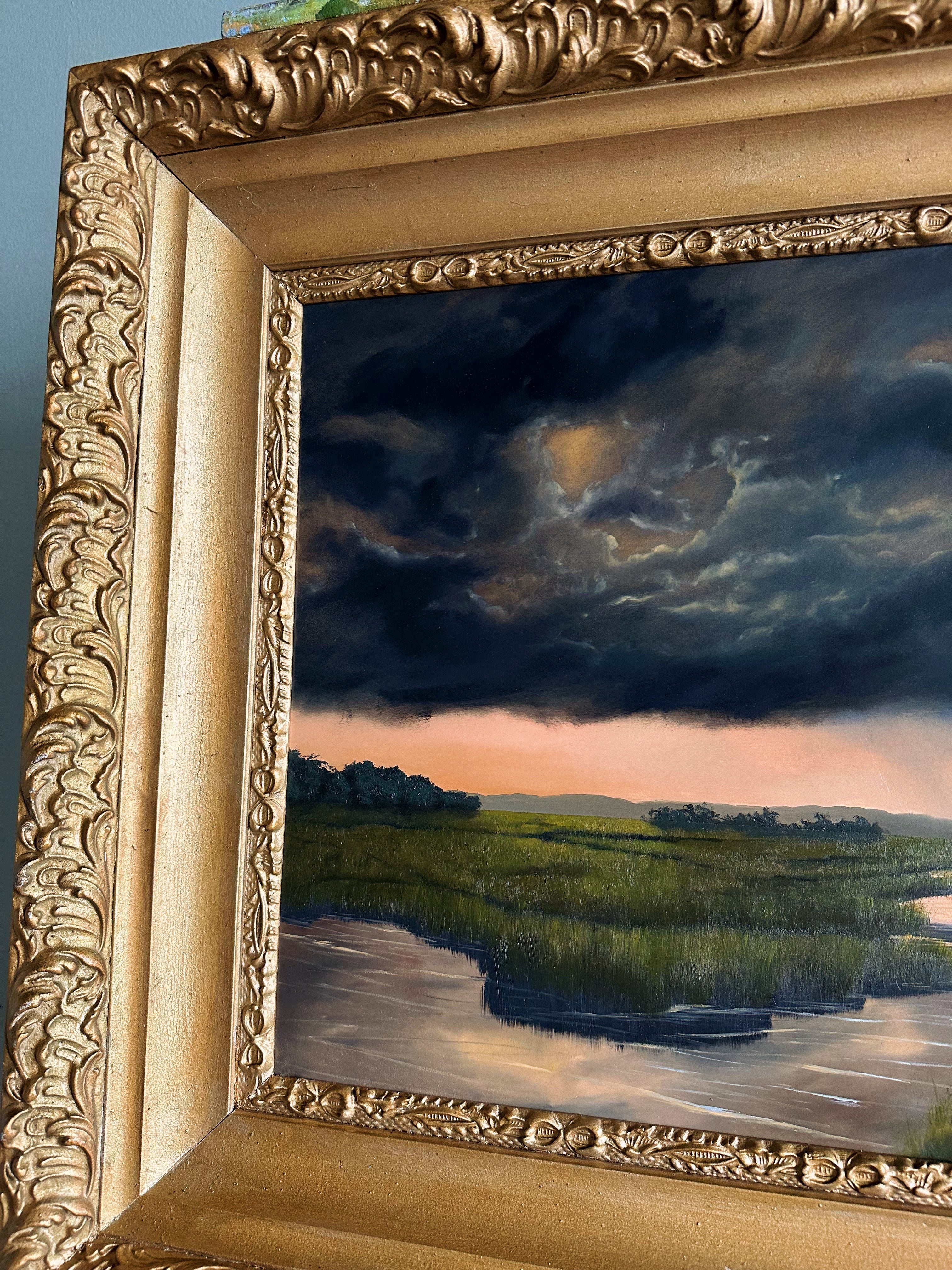 “Bookmarked” Antique Framed Oil Painting - 28.5” x 24.5”