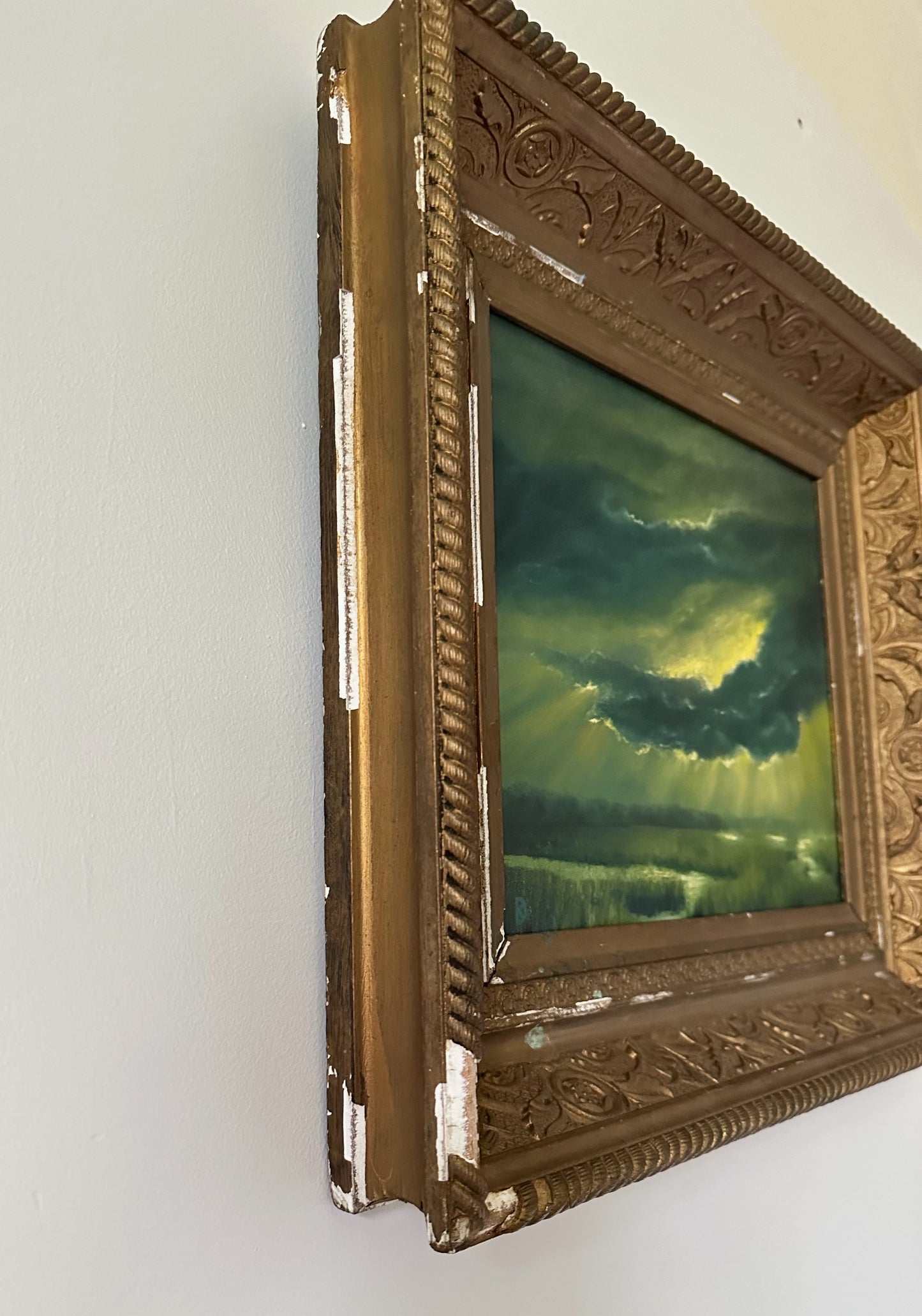 "Mosaic of New Beginnings" Oil Painting in Antique Frame - 17.5" x 15.75"