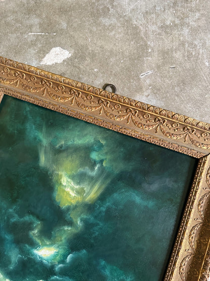 "Travel Slowly" Oil Painting in Antique Italian Frame - 20" x 16.25"