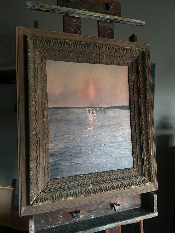 “Difference of Perspective” Oil Painting in Antique Frame - 28.5