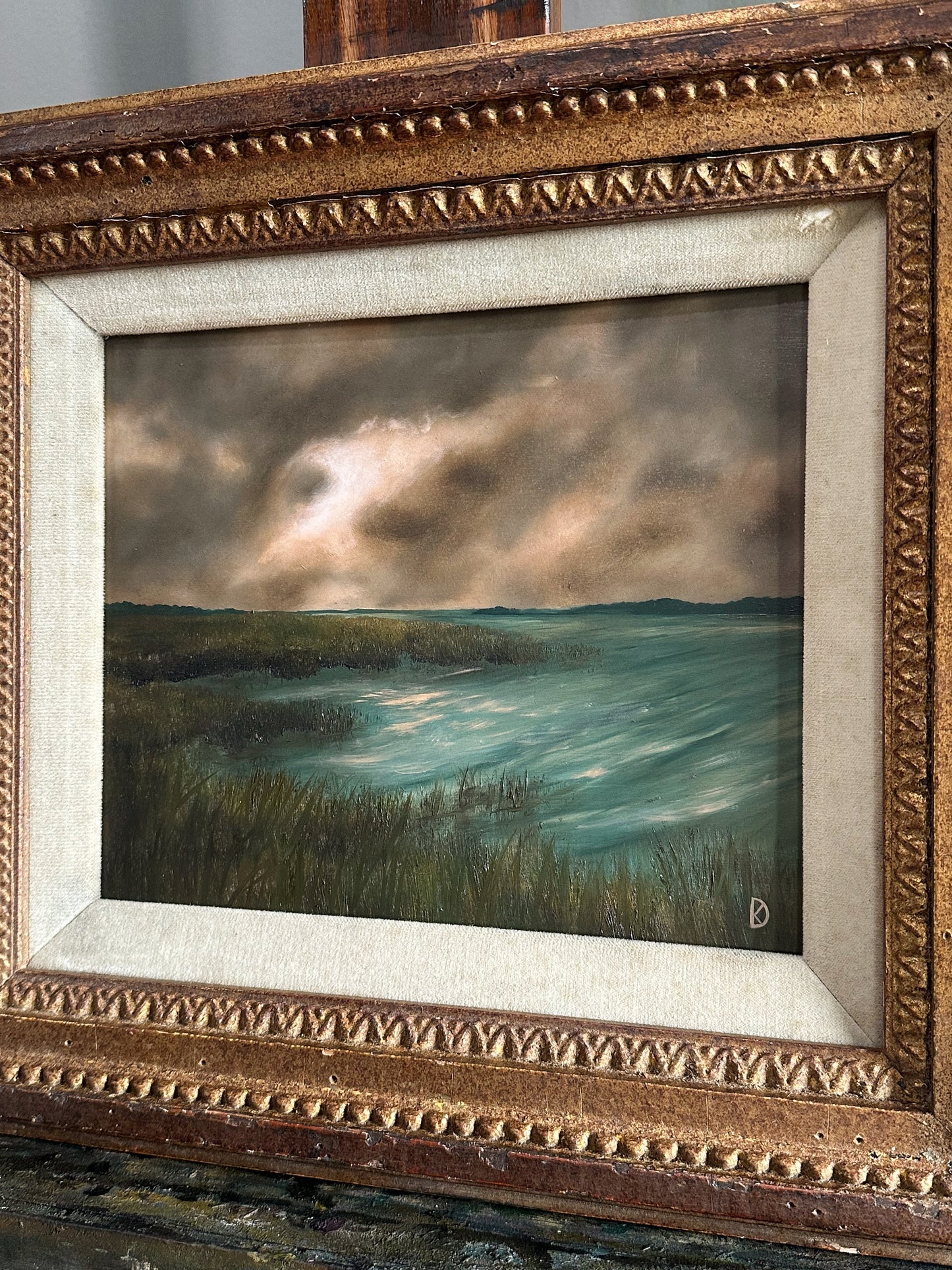 “Mimic” Oil Painting in Antique Italian Frame - 15.25" x 13.5"