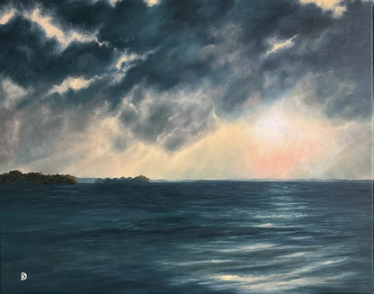 “Harmony V” Oil Painting in 1800s Victorian Frame - 29.5" x 25.25"