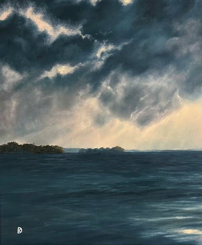 “Harmony V” Oil Painting in 1800s Victorian Frame - 29.5" x 25.25"