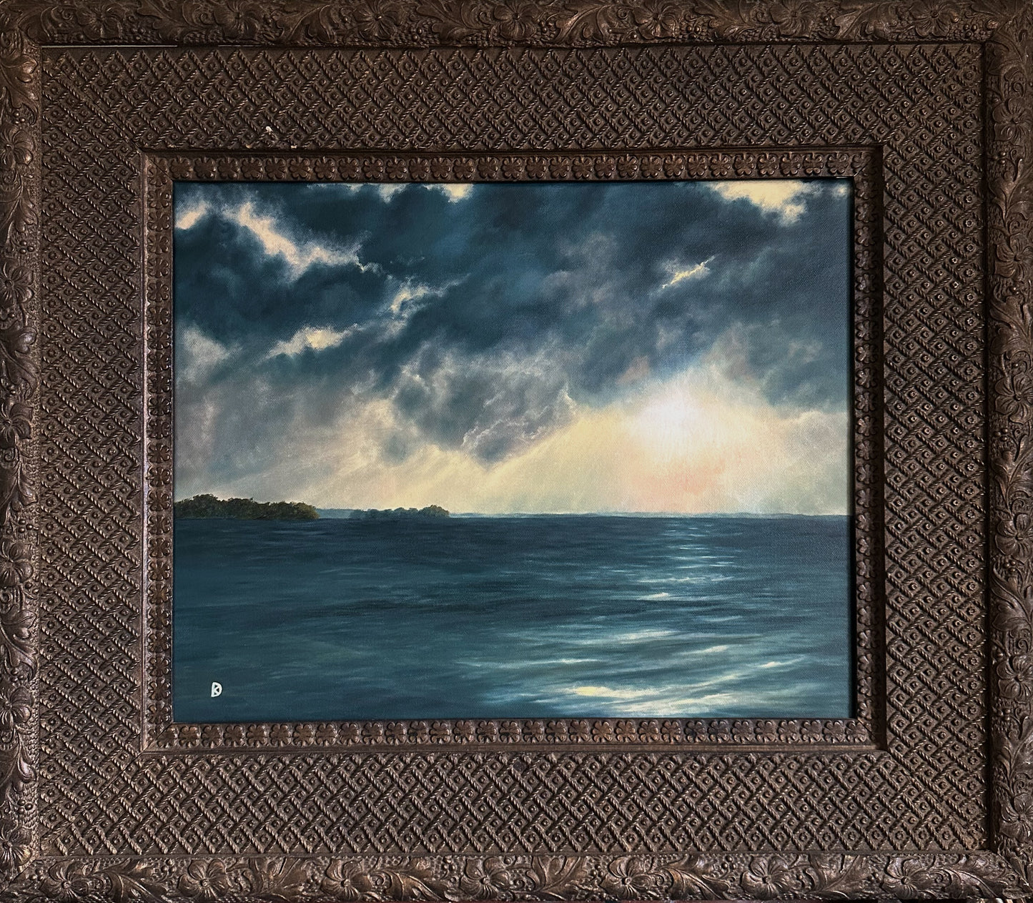 “Harmony V” Oil Painting in 1800s Victorian Frame - 29.5" x 25.25"