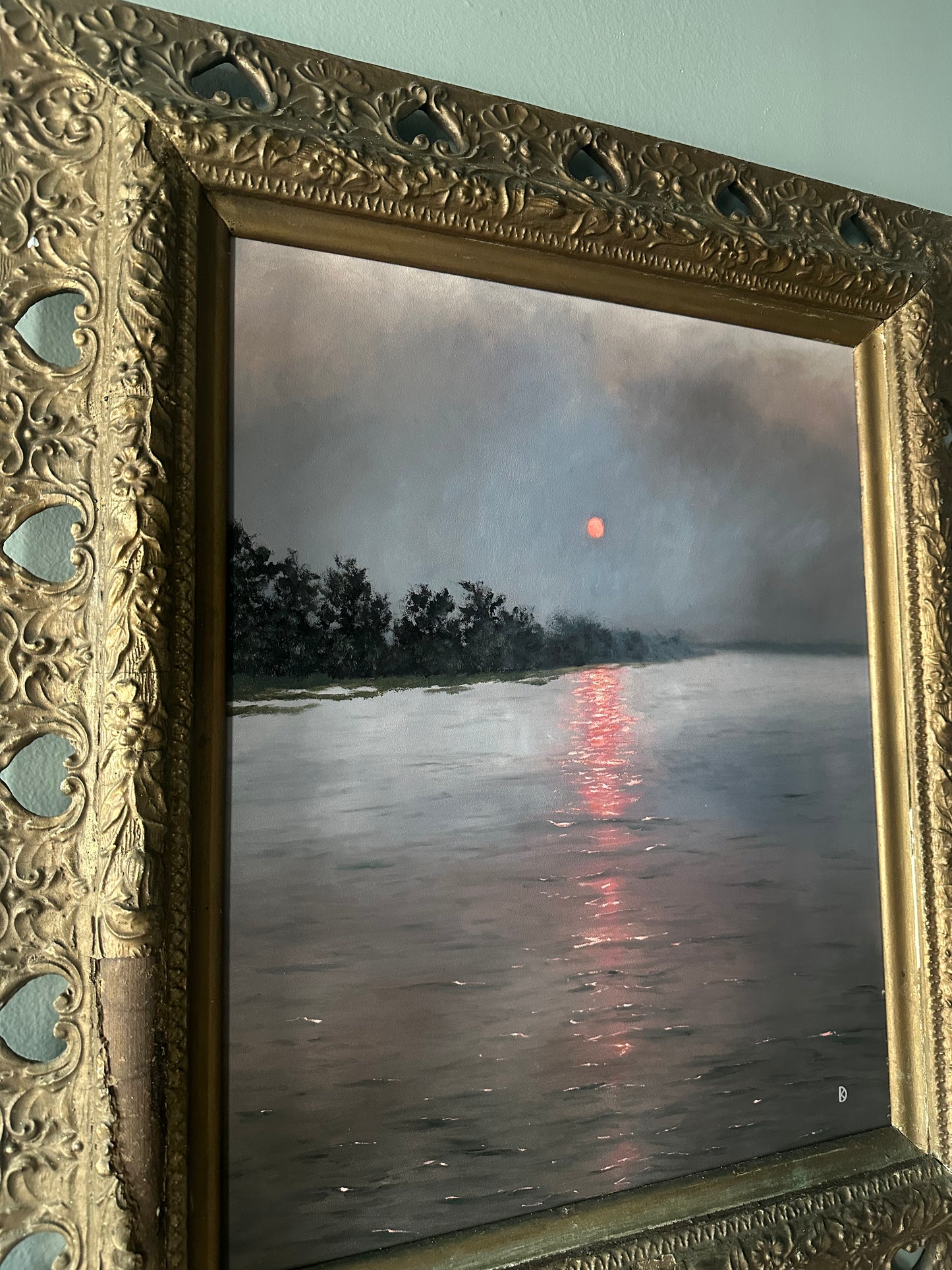 "Level Brim” Oil Painting in Antique Frame - 30" x 26.25"