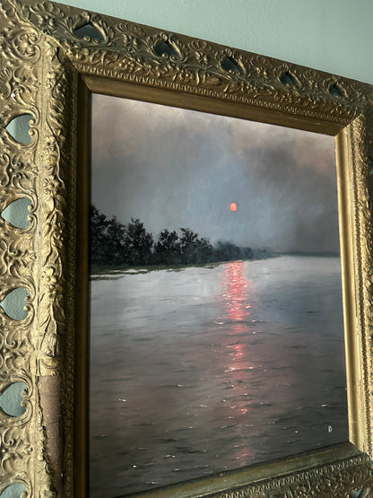 "Level Brim” Oil Painting in Antique Frame - 30" x 26.25"