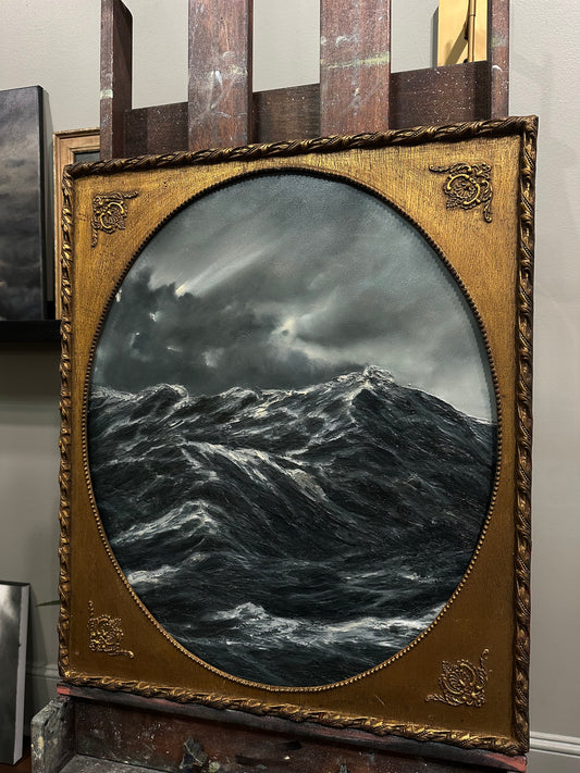 "Still There” Oil Painting in Antique Frame - 23.5" x 19.5"